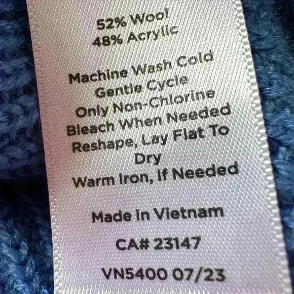 TALBOTS Cropped Shaker Stitch Preppy Layering Deep V Sweater Vest in Blue Sz. S - Picture 9 of 12